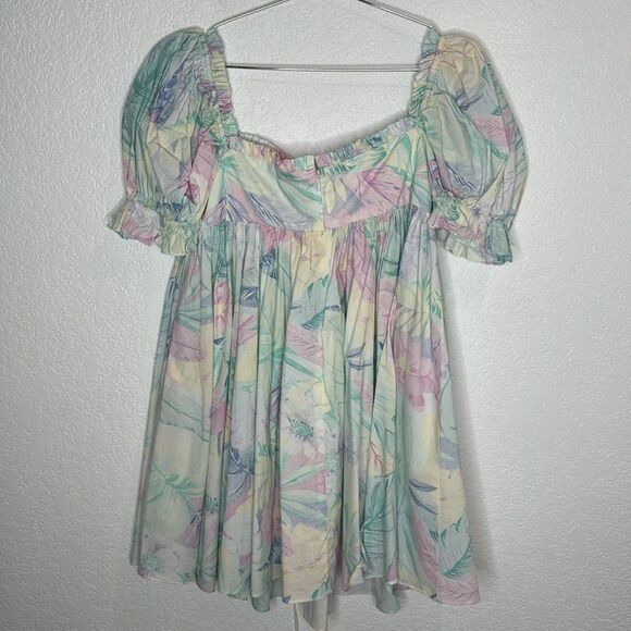 SELKIE The Parliament Floral Puff Sleeve Mini Dress Medium Pastel - Picture 5 of 14
